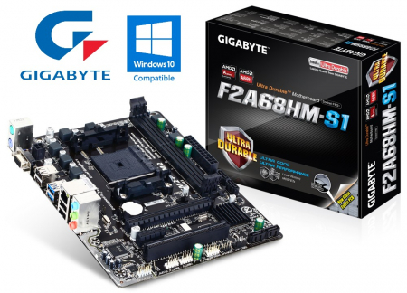 Материнская плата Gigabyte GA-F2A68HM-S1 Soc-FM2+ AMD A68H 2xDDR3 mATX AC`97 8ch(7.1) GbLAN RAID+VGA